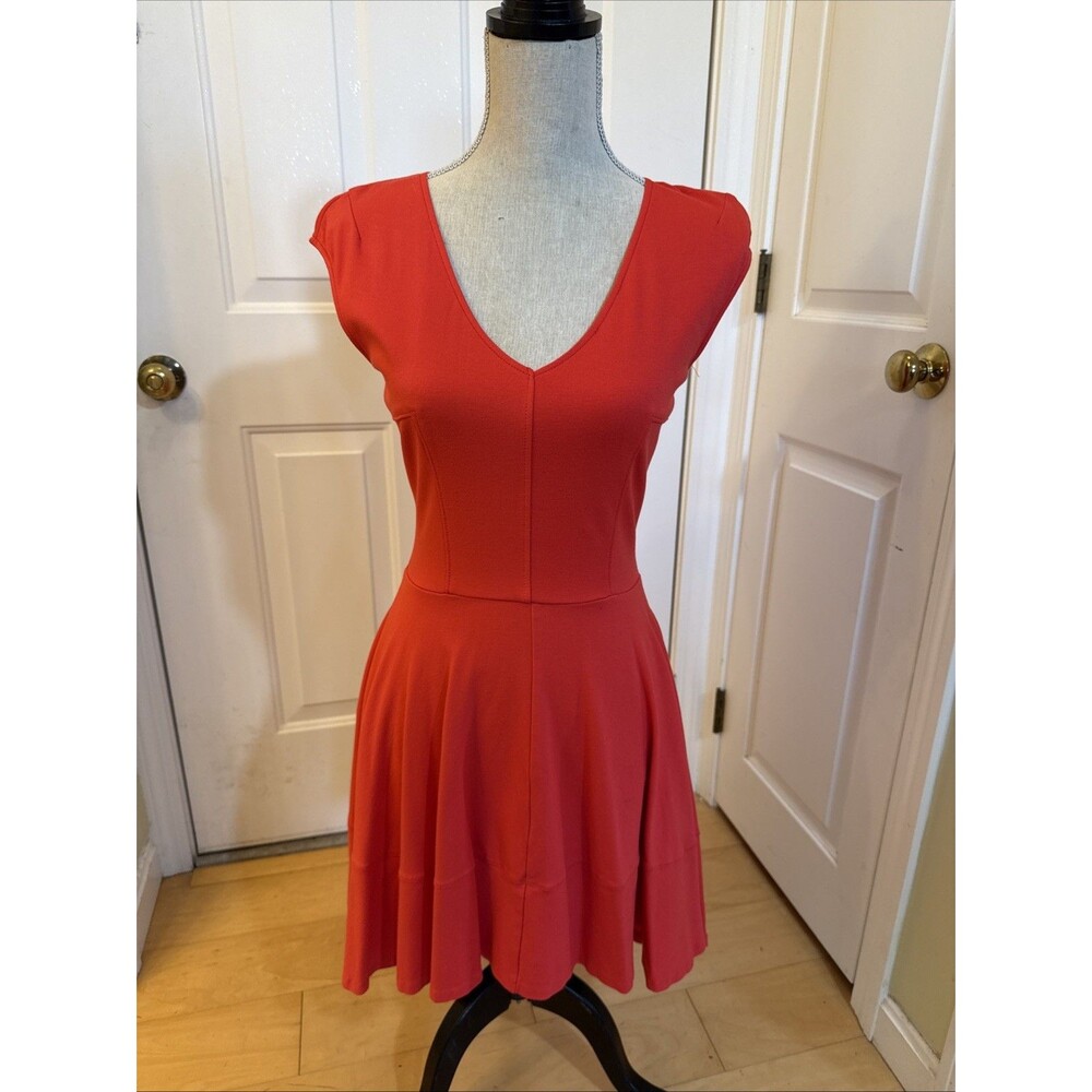 SKATER SKIRT, Bar III, orange red, mini dress, flare skirt, cap sleeve, Size SP